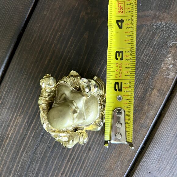 HAPPY Buddha Gold COLOR Feng Shui Laughing Lamp-Wisdom, Cloth Sack-Good Fortune - Picture 9 of 10